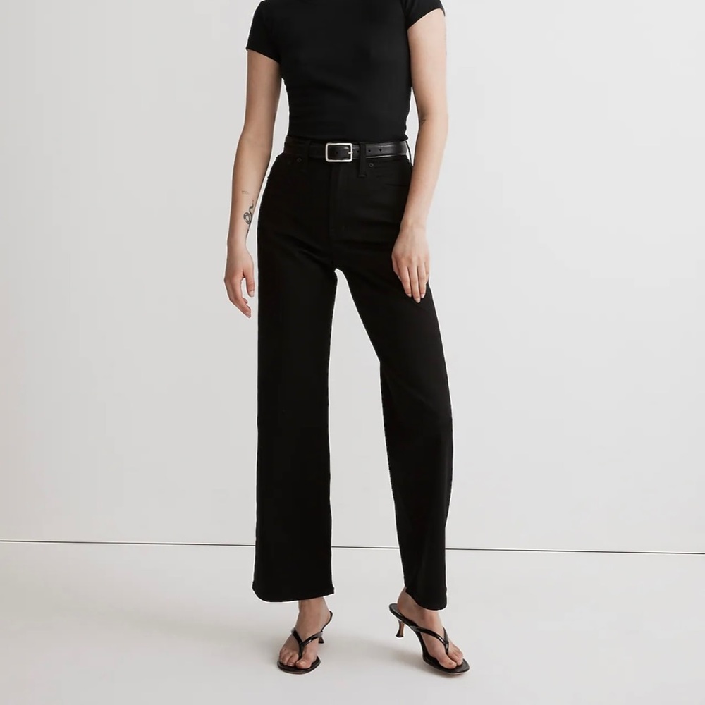 Madewell Perfect Vintage Wide-Leg Jean in black Carbondale Wash size 24